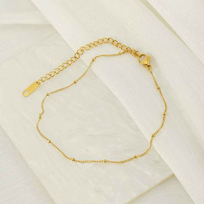 Aurora gold bead anklet, front view