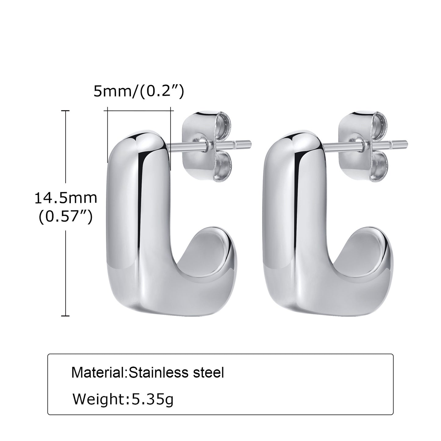 Stainless Steel Plain Geometric Earrings - Beauty Accessories