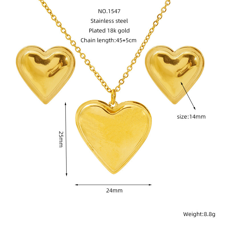 Stainless Steel Vintage Necklace And Stud Set - Beauty Accessories