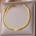Fashion Double Layer Snake Bone Anklet Elegant Beach Stainless Steel - Beauty Accessories