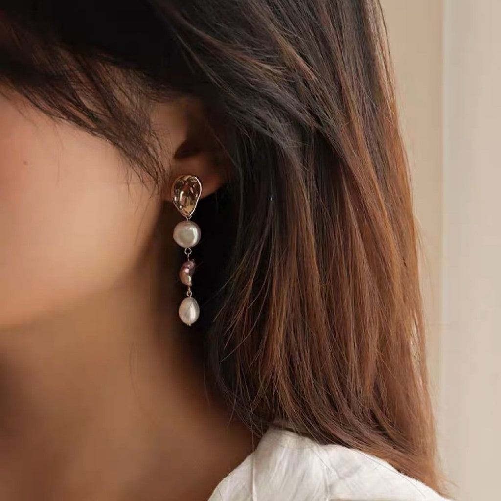 Lavender Natural Baroque & Shaped Pearl Earrings - Beauty Accessories