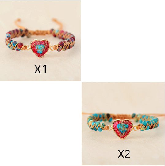 Red And Blue Love Emperor Stone Bracelet Fashion Popular Friendship Hand-Woven Bracelet