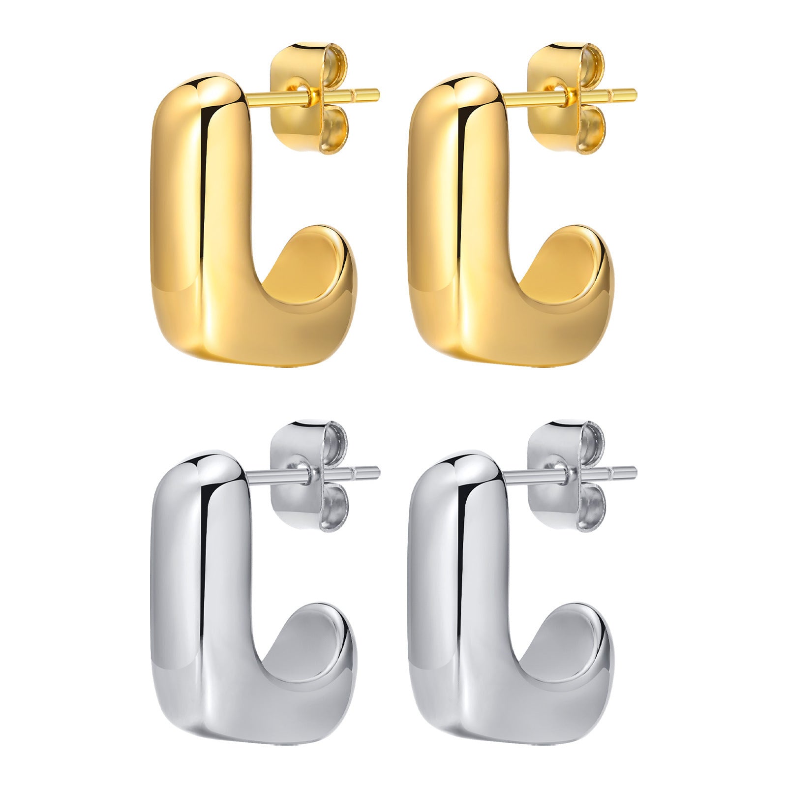 Stainless Steel Plain Geometric Earrings - Beauty Accessories