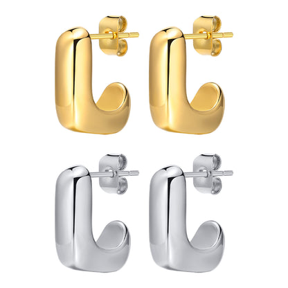 Stainless Steel Plain Geometric Earrings - Beauty Accessories