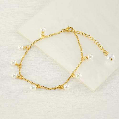 Fashion Simple Tassel Stainless Steel Pearl Anklet - Beauty Accessories