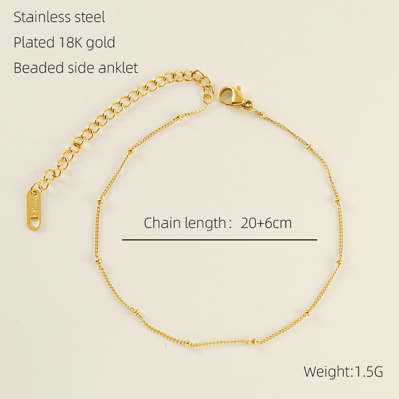 Stainless Steel Fashion Side Clip Bead Necklace Anklet - Beauty Accessories