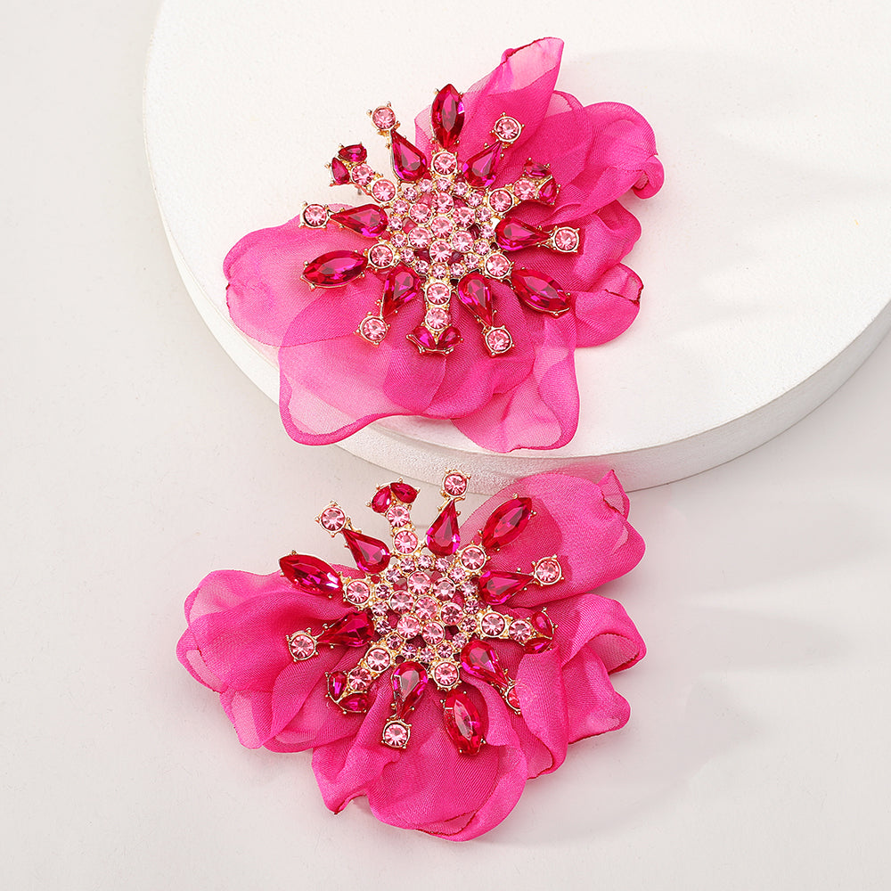 Bohemian Rhinestone Flower Stud Earrings - Beauty Accessories