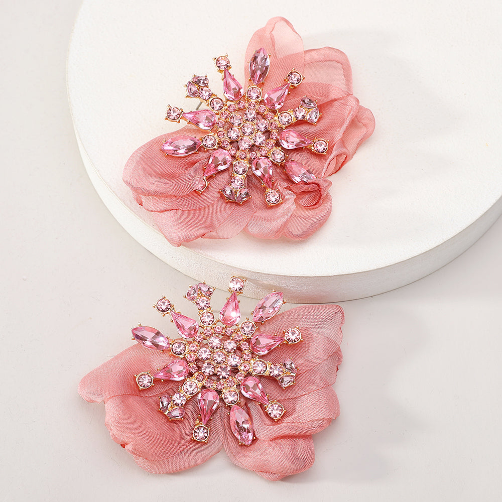 Bohemian Rhinestone Flower Stud Earrings - Beauty Accessories