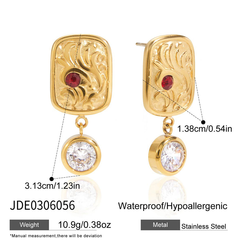 Classic 18K Gold Stainless Steel White Zircon Jewelry - Beauty Accessories