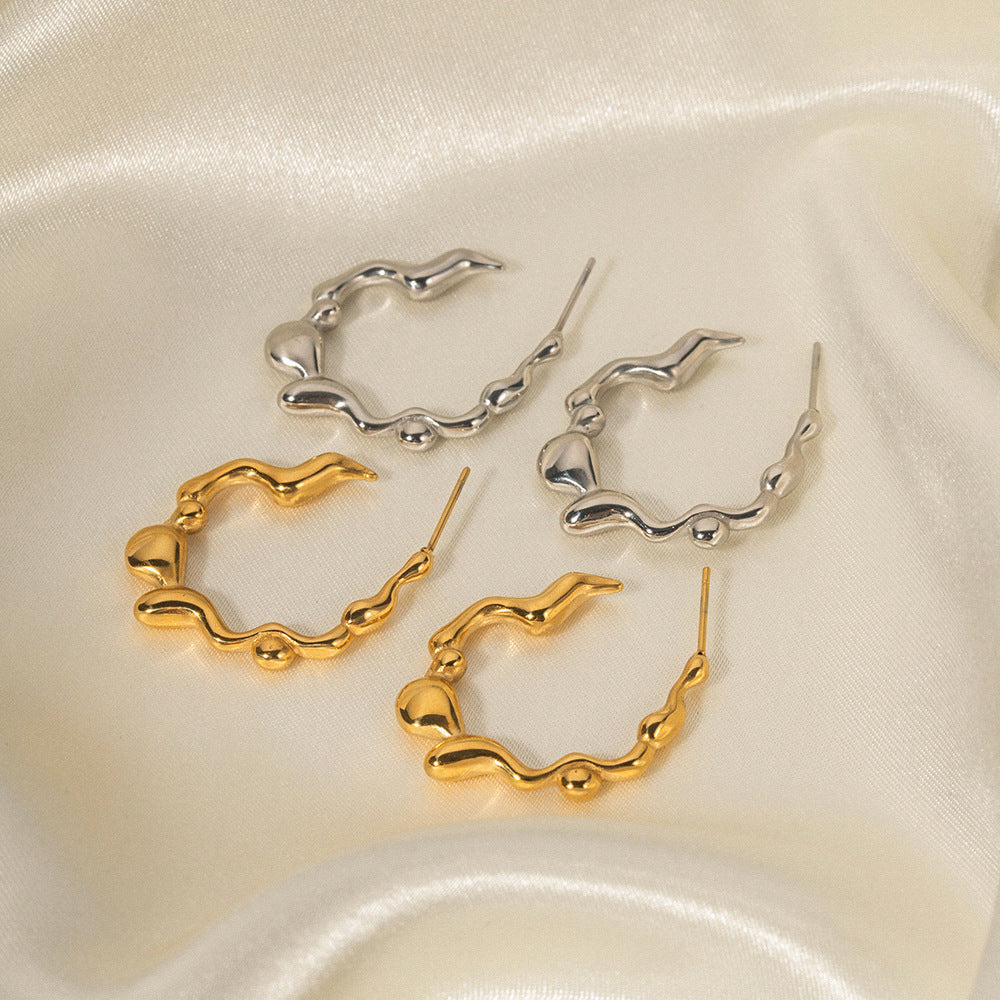 Stainless Steel Irregular Earrings - Beauty Accessories