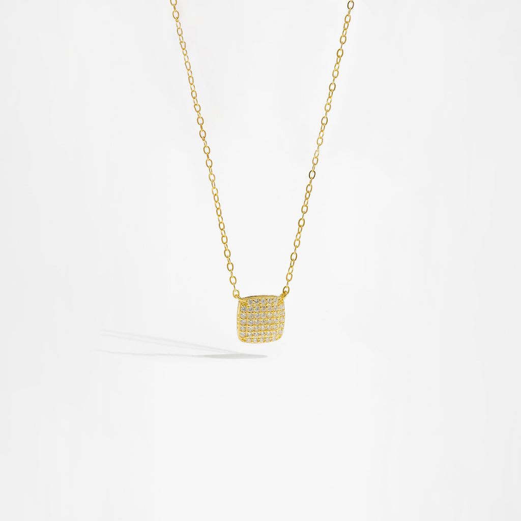 S925 Sterling Silver Square Stone Necklace - Beauty Accessories