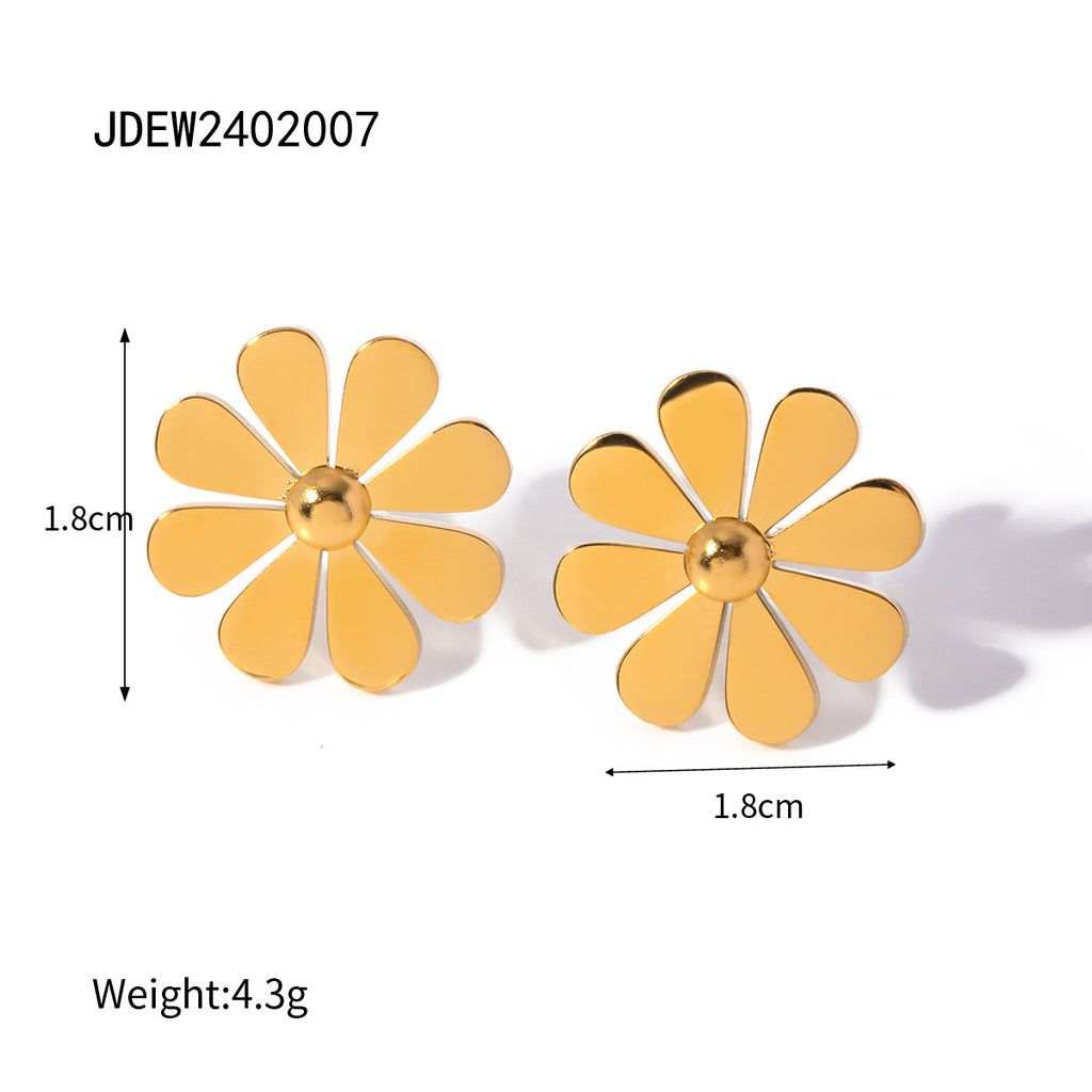 Summer 18K Gold Stainless Steel Flower Earrings - Beauty Accessories
