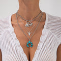 Bohemian Turquoise Pendant Flannel Woven Tassel Necklace - Beauty Accessories