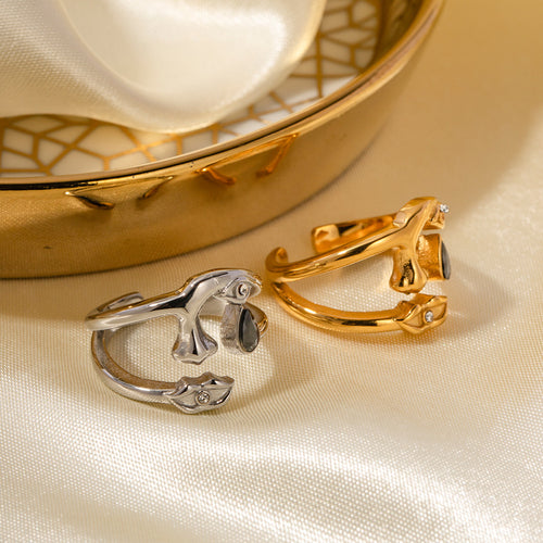 18K Gold Stainless Steel Geometric Trend Open Ring For Women