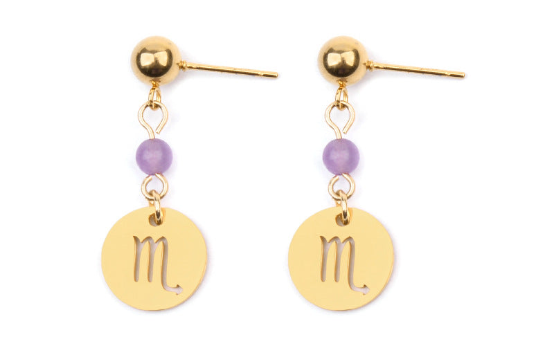 Stainless Steel Twelve Constellation Earrings - Beauty Accessories