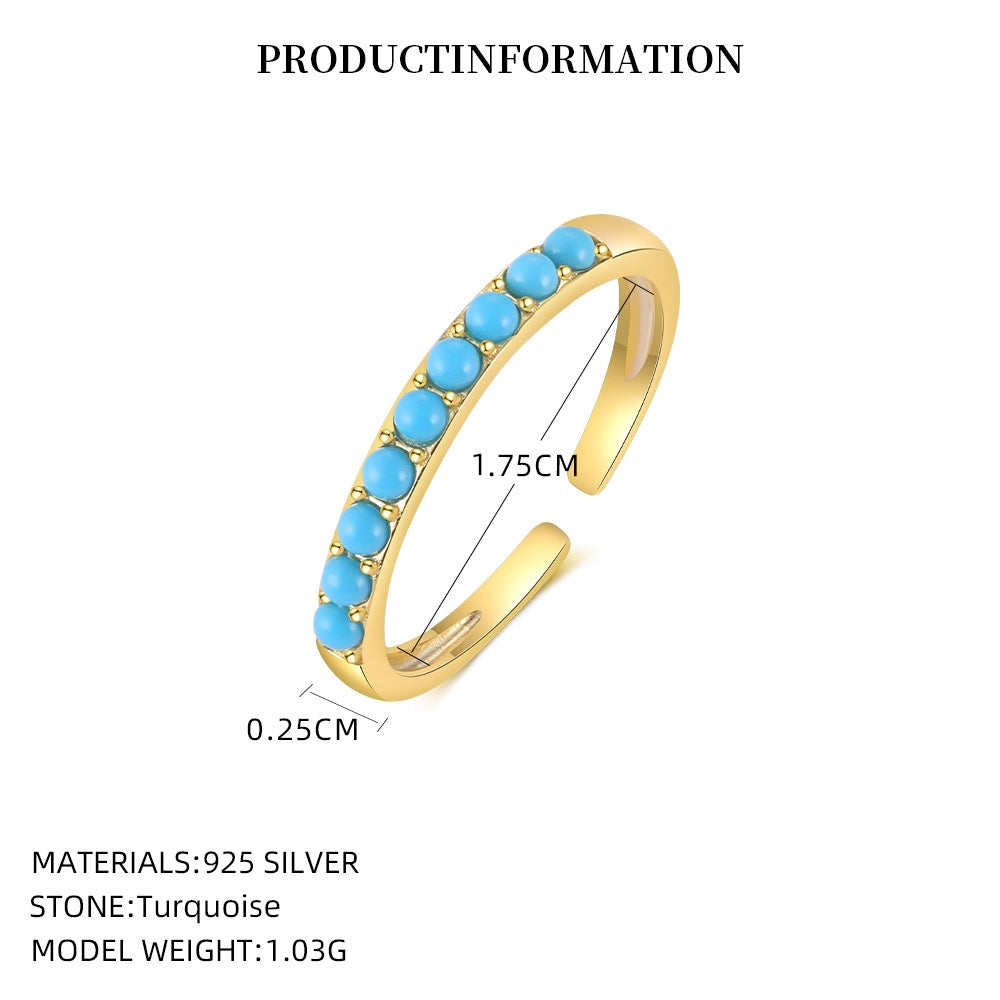 S925 Sterling Silver Vintage Turquoise Ring - Beauty Accessories