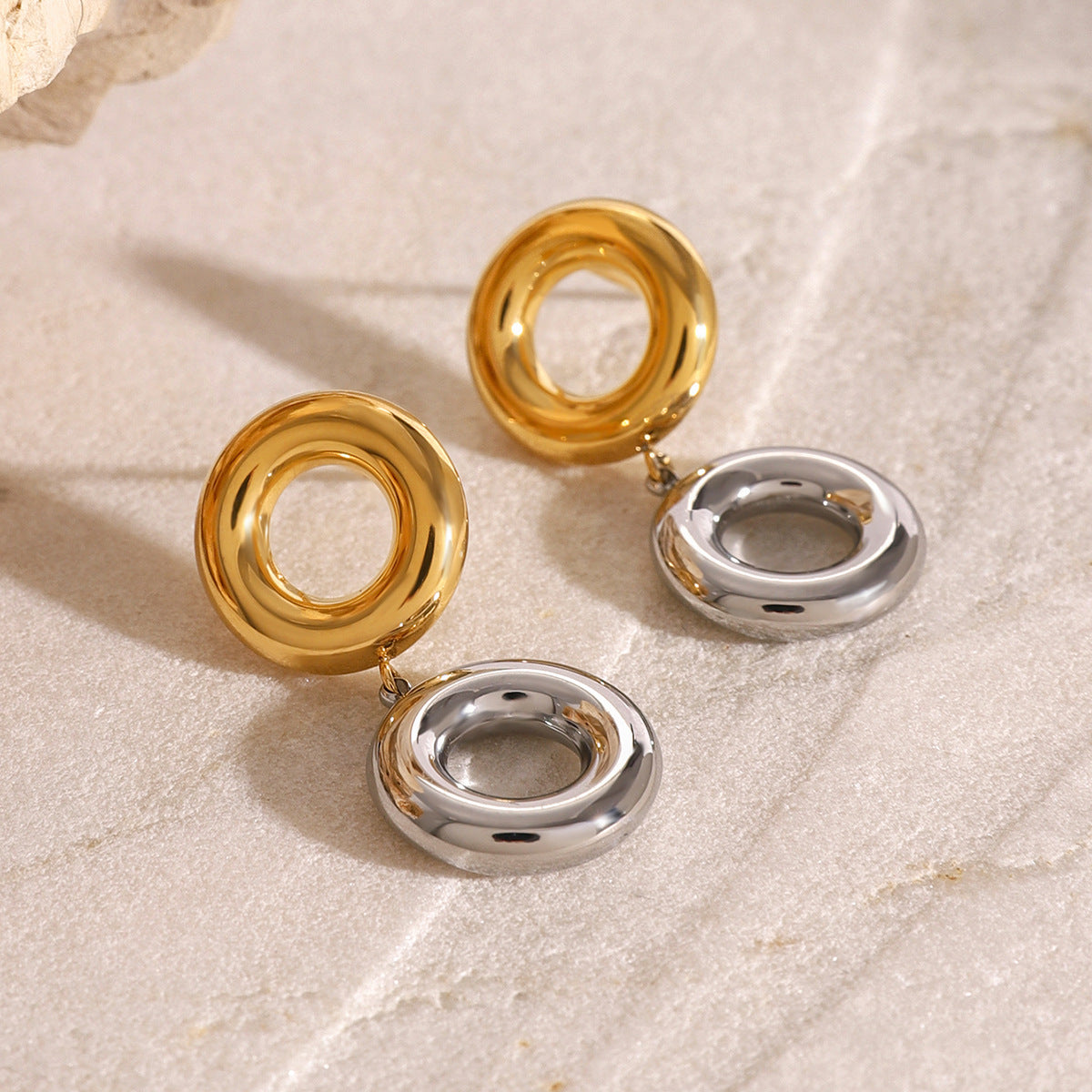 Stainless Steel Circle Niche Earrings - Beauty Accessories