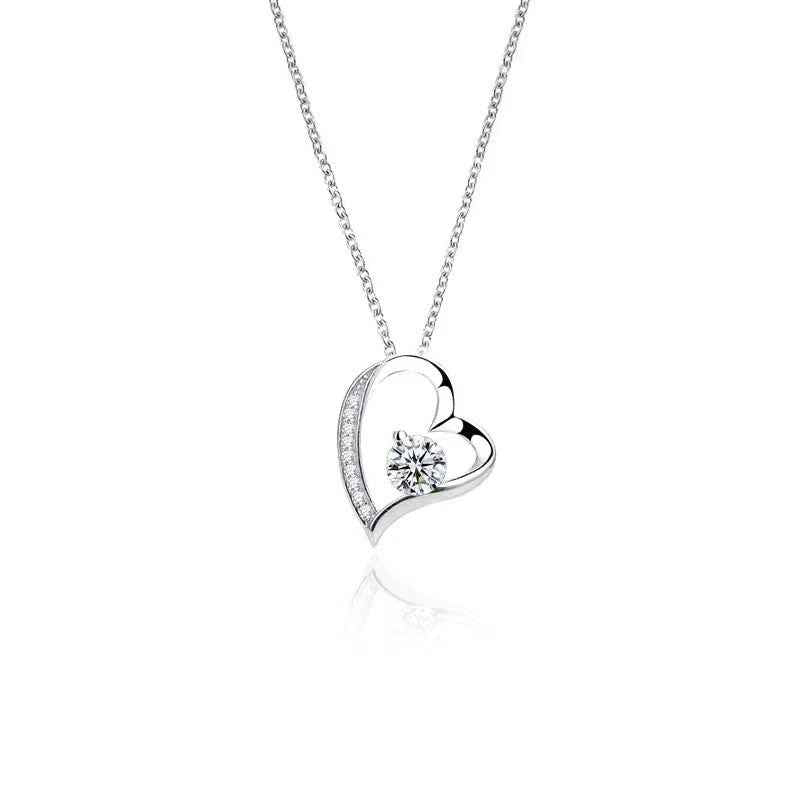 S925 Silver Heart Necklace Female Simple - Beauty Accessories
