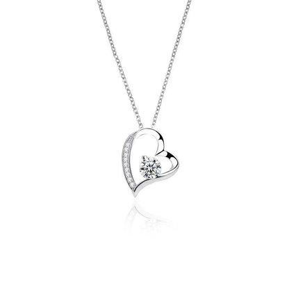 S925 Silver Heart Necklace Female Simple Pendant Clavicle Chain - Beauty Accessories