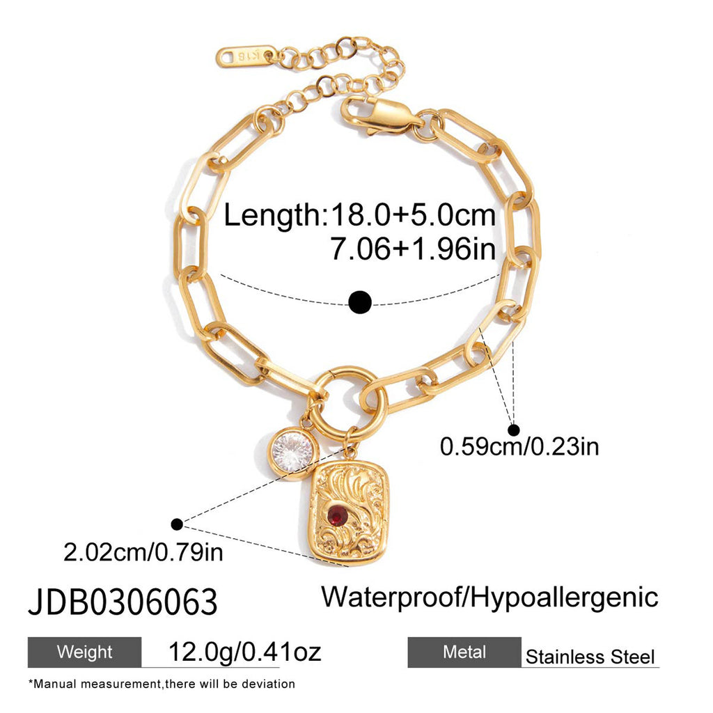 Classic 18K Gold Stainless Steel White Zircon Jewelry - Beauty Accessories