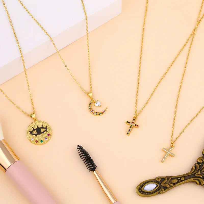Zircon cross pendant necklace