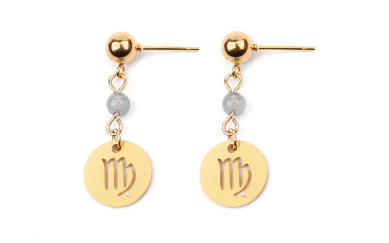 Stainless Steel Twelve Constellation Earrings - Beauty Accessories