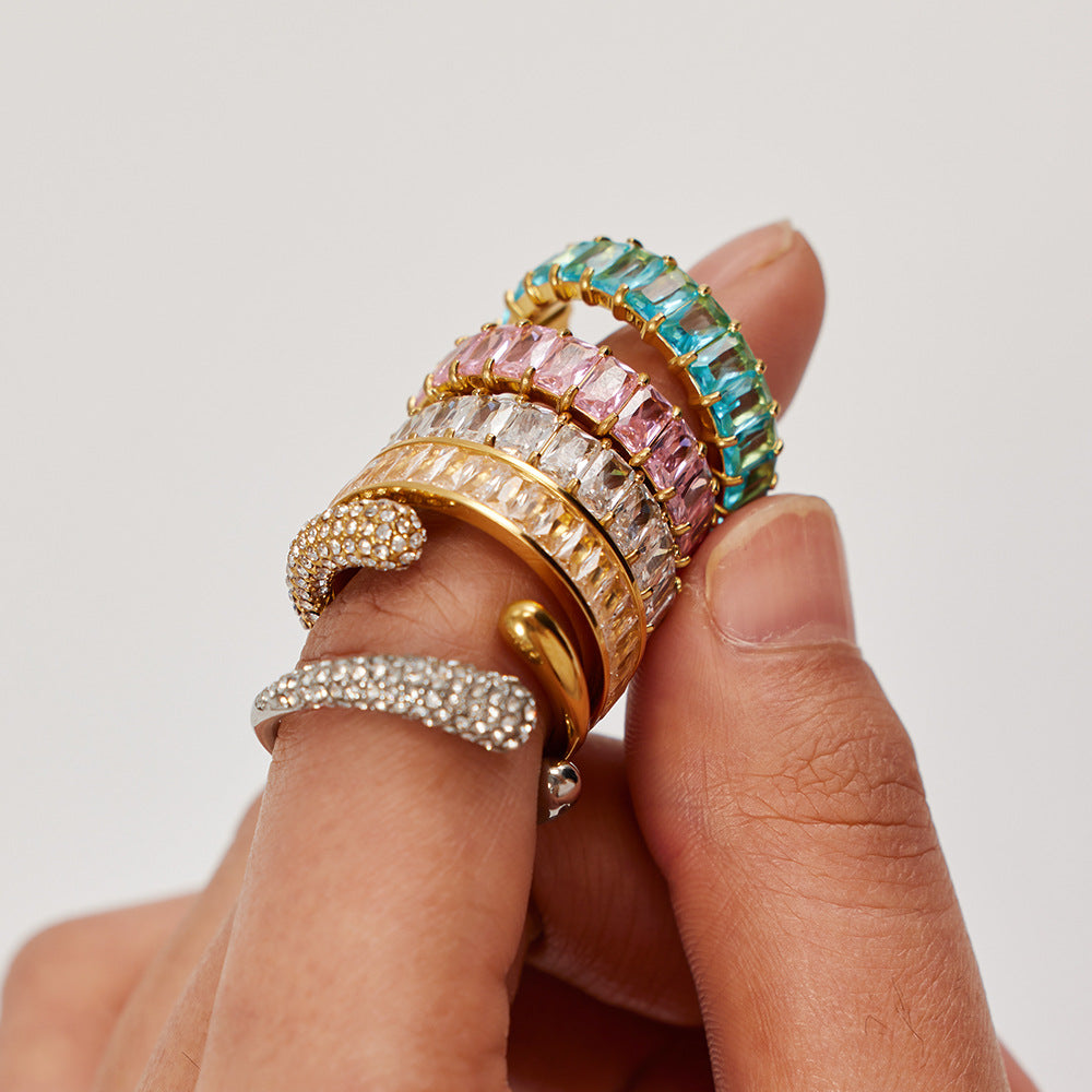 Stainless Steel Zircon Ring - Beauty Accessories