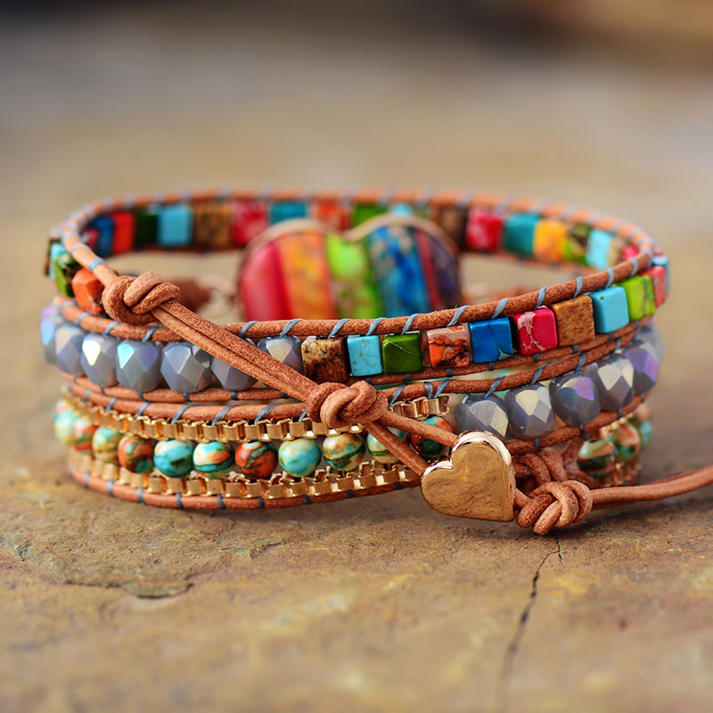 Natural imperial stone hand-woven bracelet - Beauty Accessories