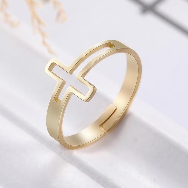 Cross stainless steel ring