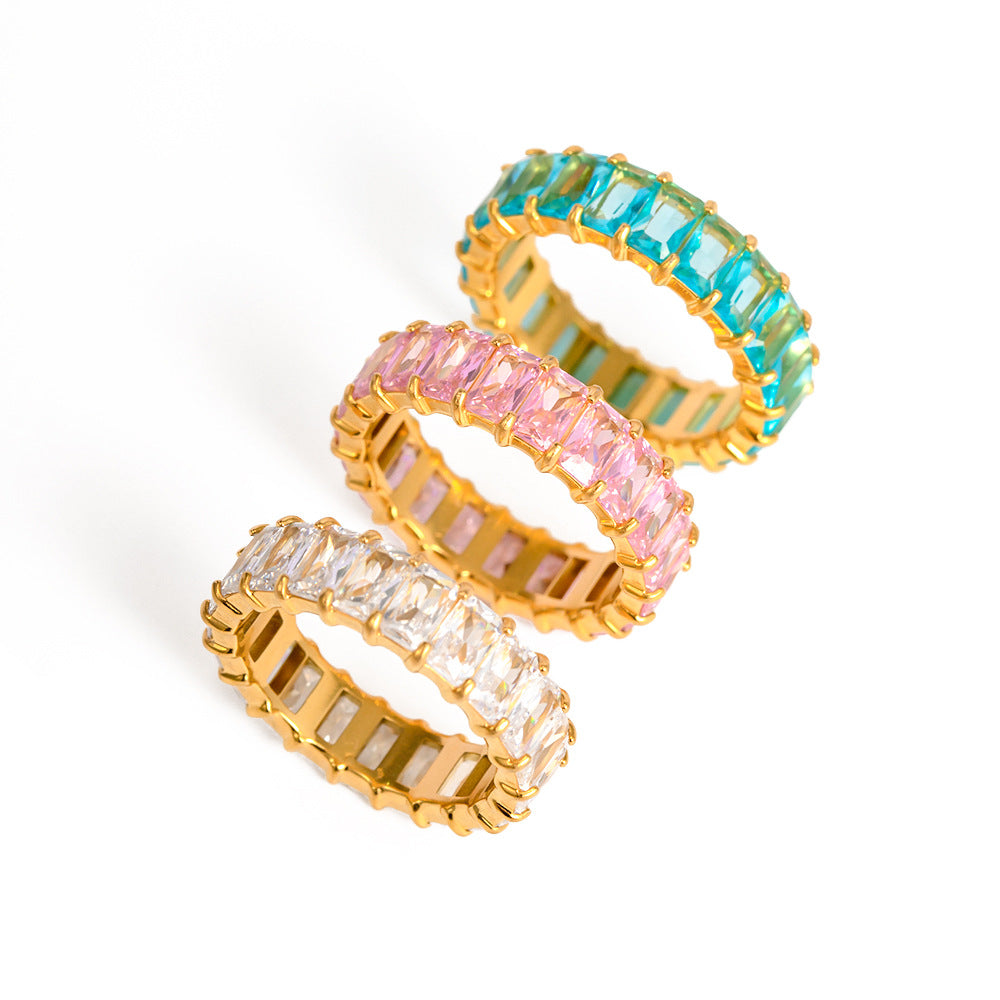 Stainless Steel Zircon Ring - Beauty Accessories