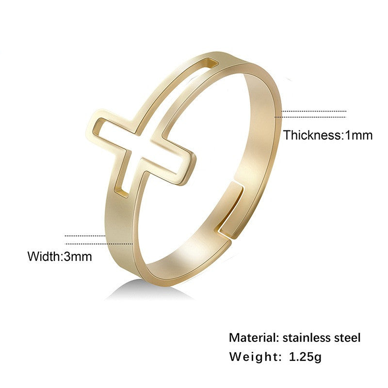 Cross stainless steel ring