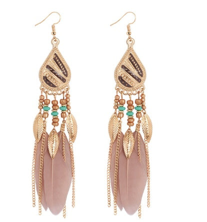 Bohemian feather earrings - Beauty Accessories