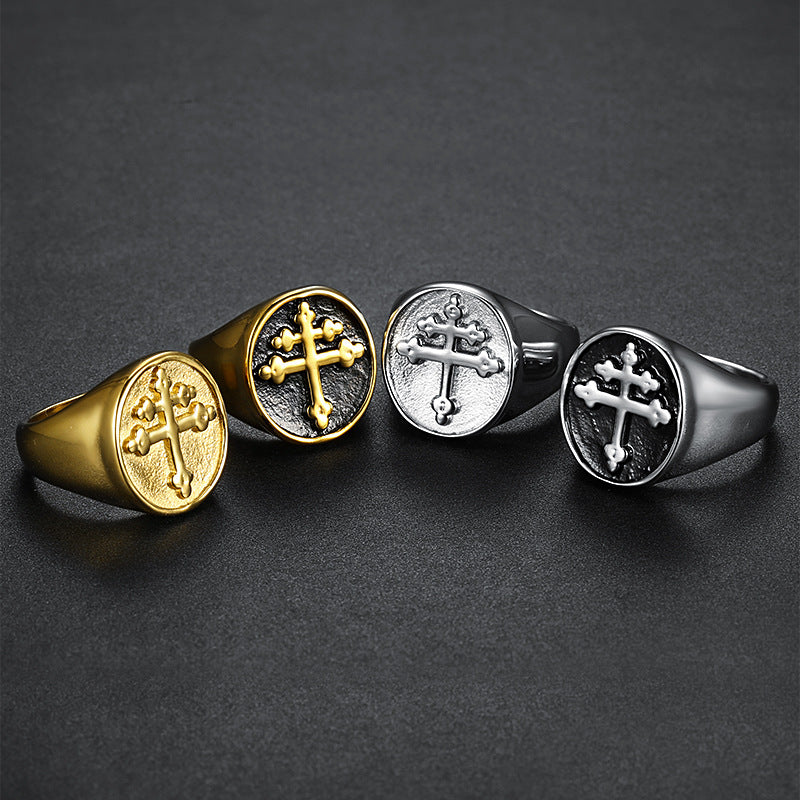 Cross stainless steel ring - Beauty Accessories