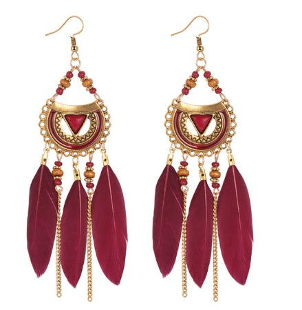 Bohemian feather earrings - Beauty Accessories