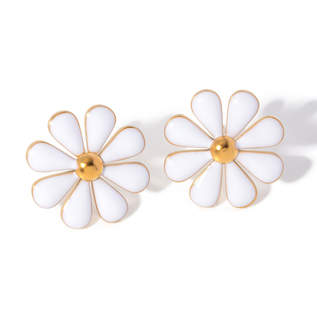 Summer 18K Gold Stainless Steel Flower Earrings - Beauty Accessories