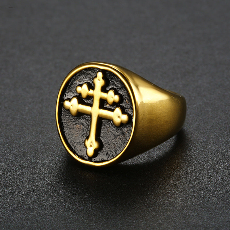 Cross stainless steel ring - Beauty Accessories