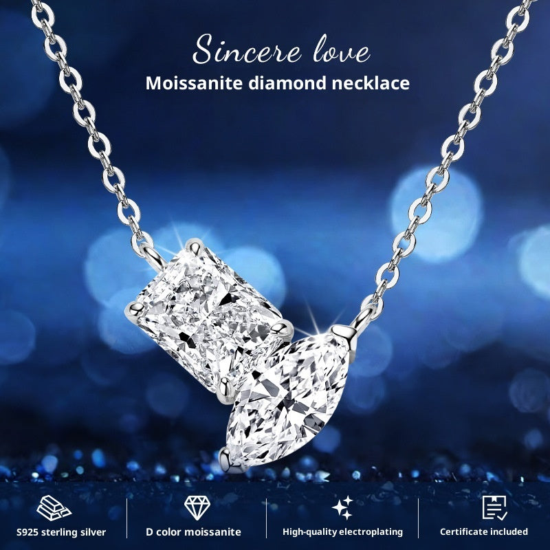 925 Silver Irregular Moissanite Pendant Necklace