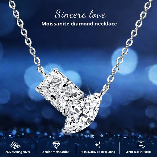925 Silver Irregular Moissanite Pendant Necklace