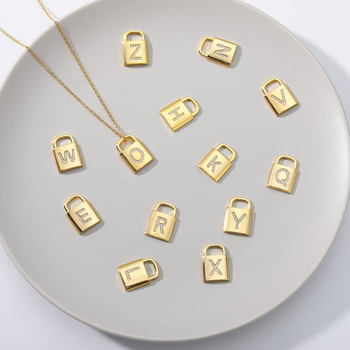 Safe Lock Capital English Letter Pendant Stainless Steel Necklace - Beauty Accessories