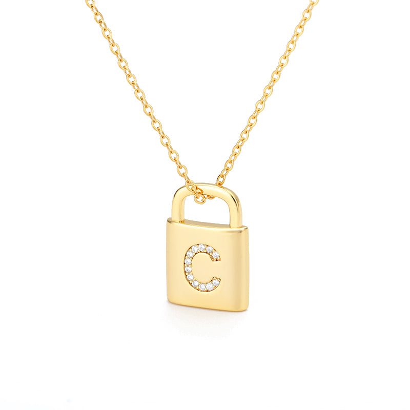 Safe Lock Capital English Letter Pendant Stainless Steel Necklace - Beauty Accessories