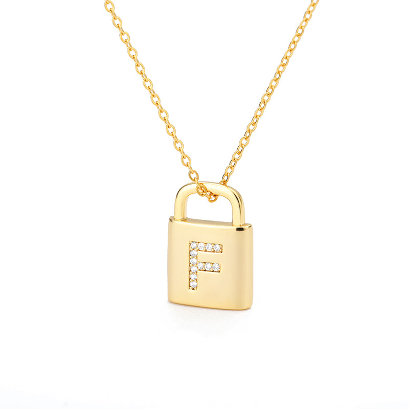 Safe Lock Capital English Letter Pendant Stainless Steel Necklace - Beauty Accessories