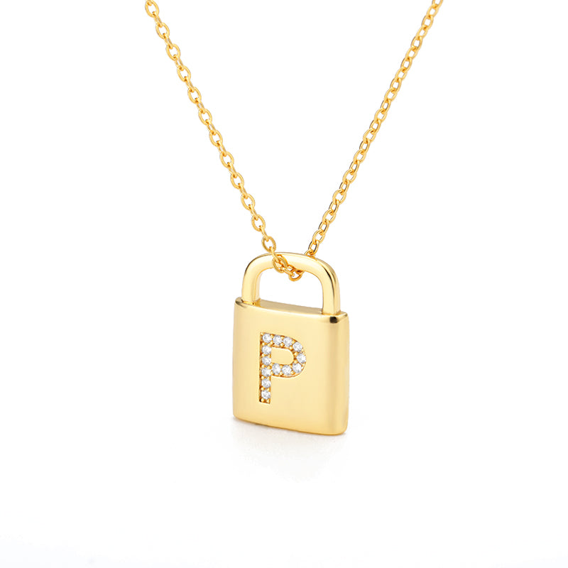 Safe Lock Capital English Letter Pendant Stainless Steel Necklace - Beauty Accessories