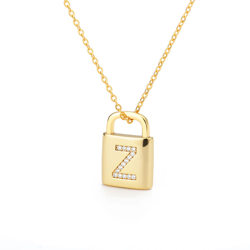 Safe Lock Capital English Letter Pendant Stainless Steel Necklace - Beauty Accessories