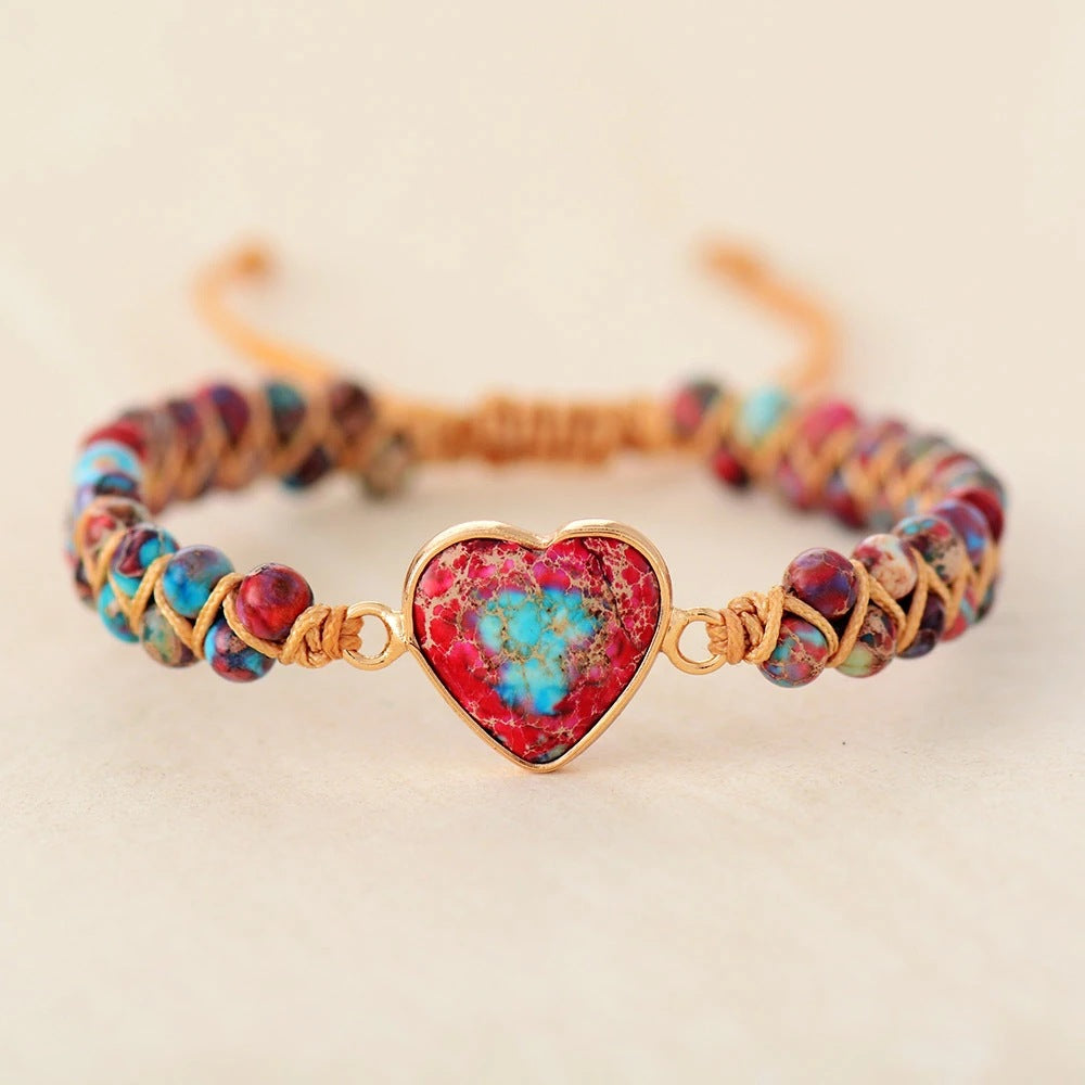 Red And Blue Love Emperor Stone Bracelet Fashion Popular Friendship Hand-Woven Bracelet