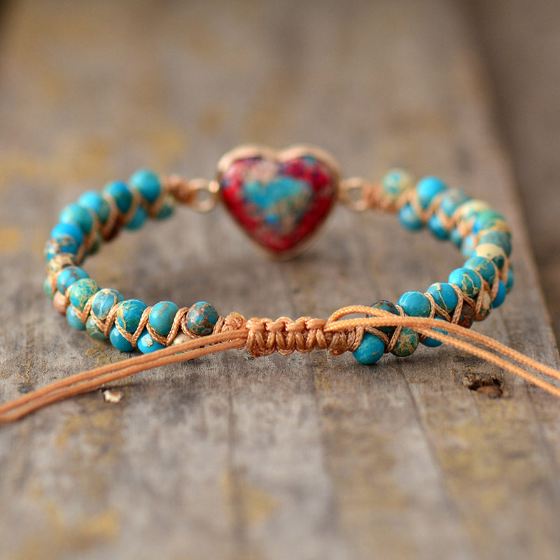 Red And Blue Love Emperor Stone Bracelet Fashion Popular Friendship Hand-Woven Bracelet
