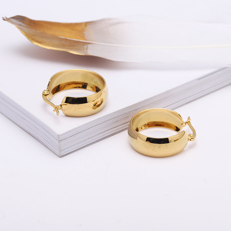 Stainless Steel Exaggerated Round Earrings - Beauty Accessories