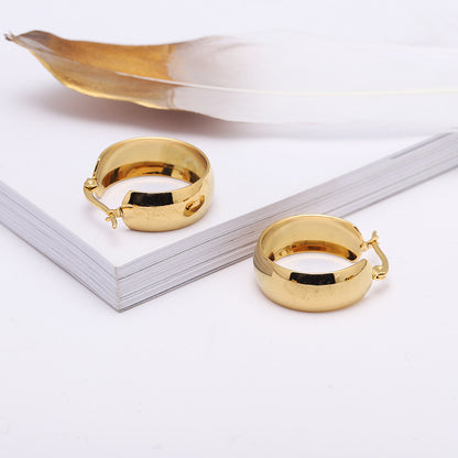 Stainless Steel Exaggerated Round Earrings - Beauty Accessories