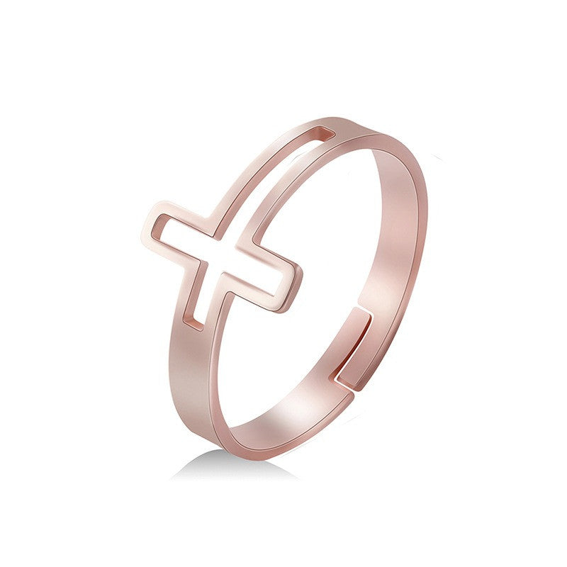 Cross stainless steel ring