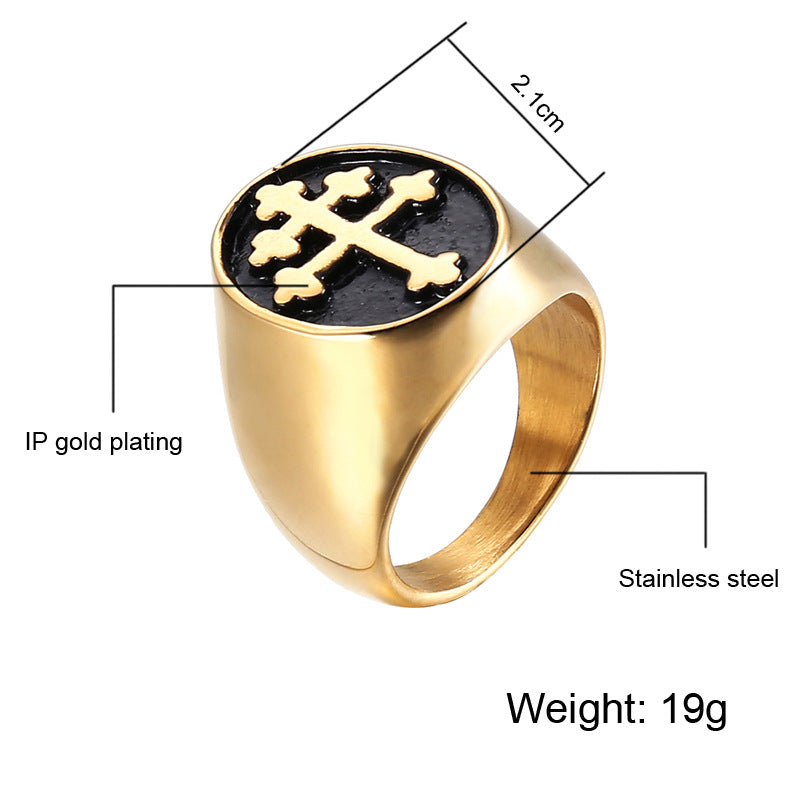 Cross stainless steel ring
