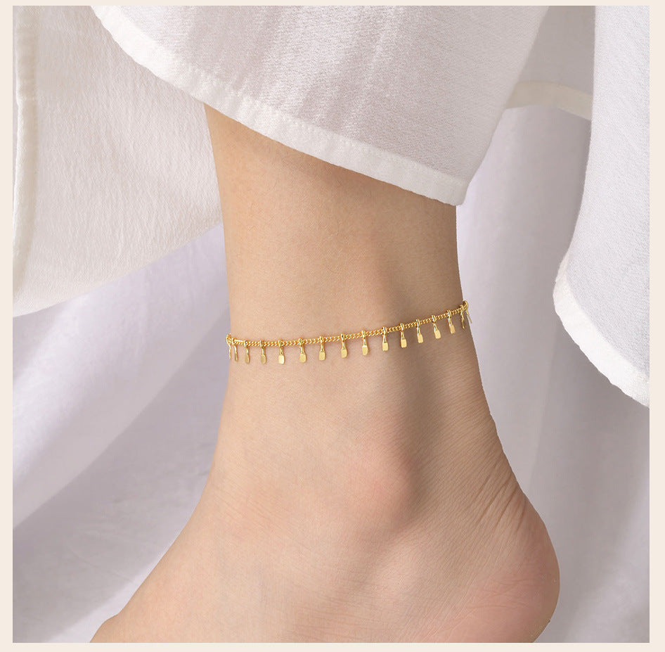 Anklet Stainless Steel Ring Tassel Anklet Bohemian Beach Foot Ornaments - Beauty Accessories